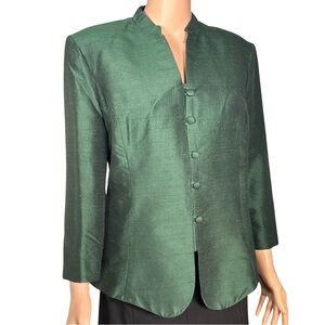 Handmade Designs by Lennie Dark Green Button-Front Jacket – Size M